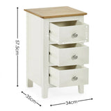 Wooden Bedside Cabinet With 3 Drawers - Somerset