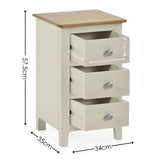Wooden Bedside Cabinet With 3 Drawers - Somerset