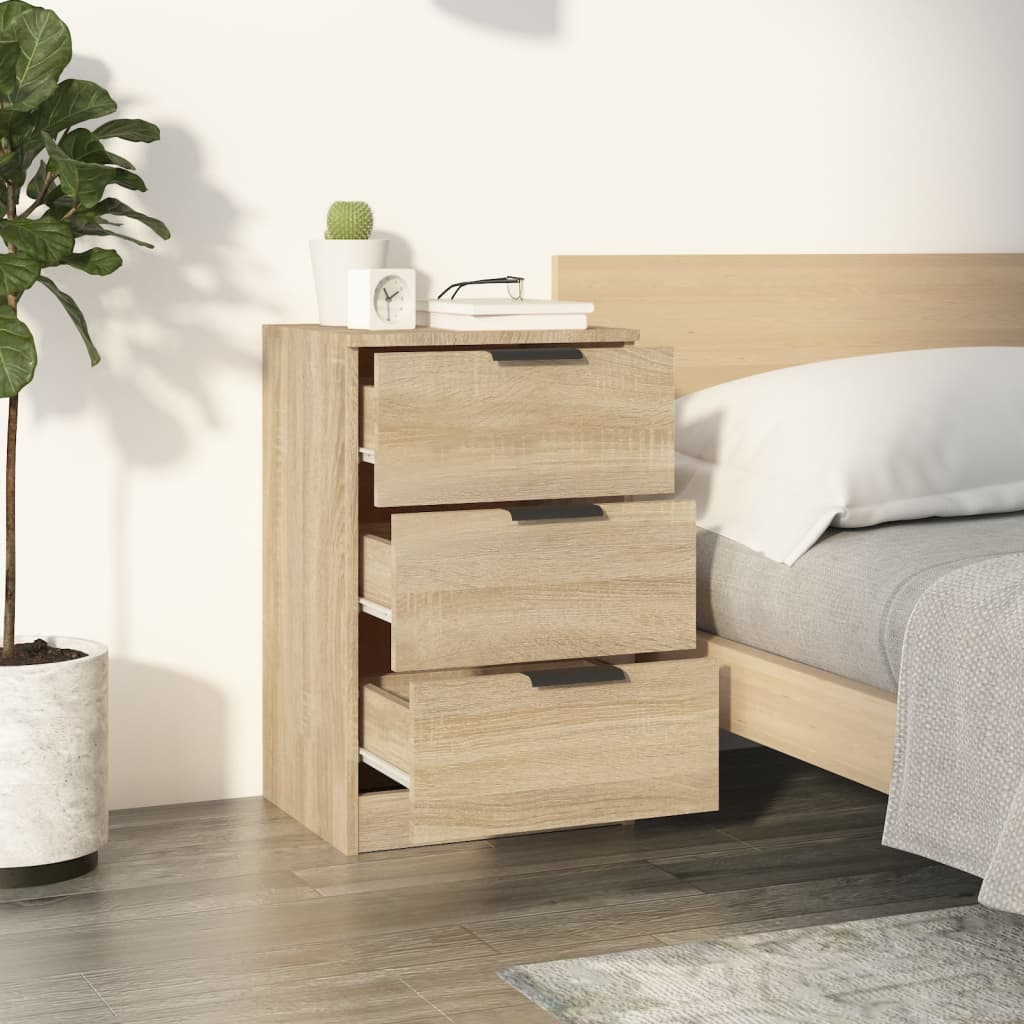Wooden Bedside Cabinet With 3 Drawers - Vantage Home