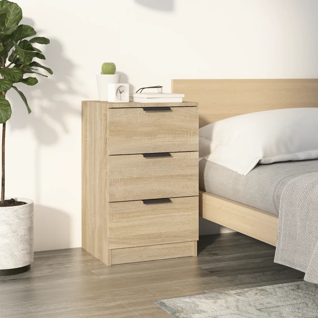 Wooden Bedside Cabinet With 3 Drawers - Vantage Home