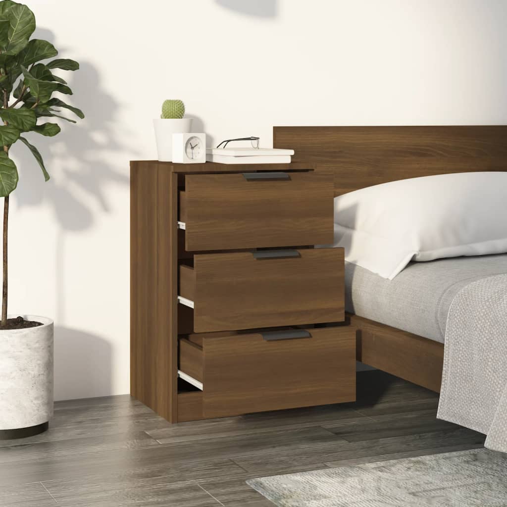 Wooden Bedside Cabinet With 3 Drawers - Vantage Home