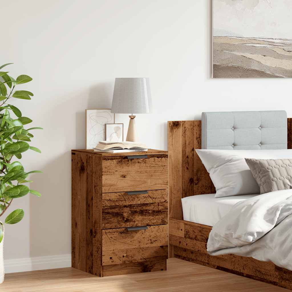 Wooden Bedside Cabinet With 3 Drawers - Vantage Home