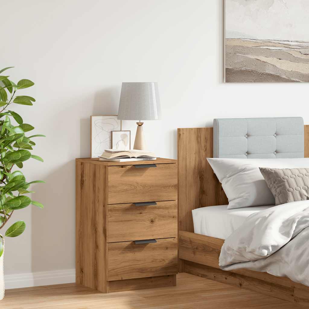 Wooden Bedside Cabinet With 3 Drawers - Vantage Home