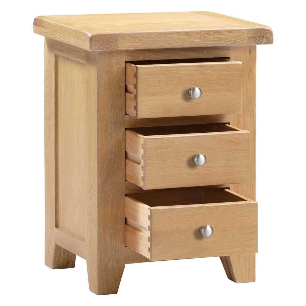 Wooden Bedside Cabinet With 3 Drawers - Windsor