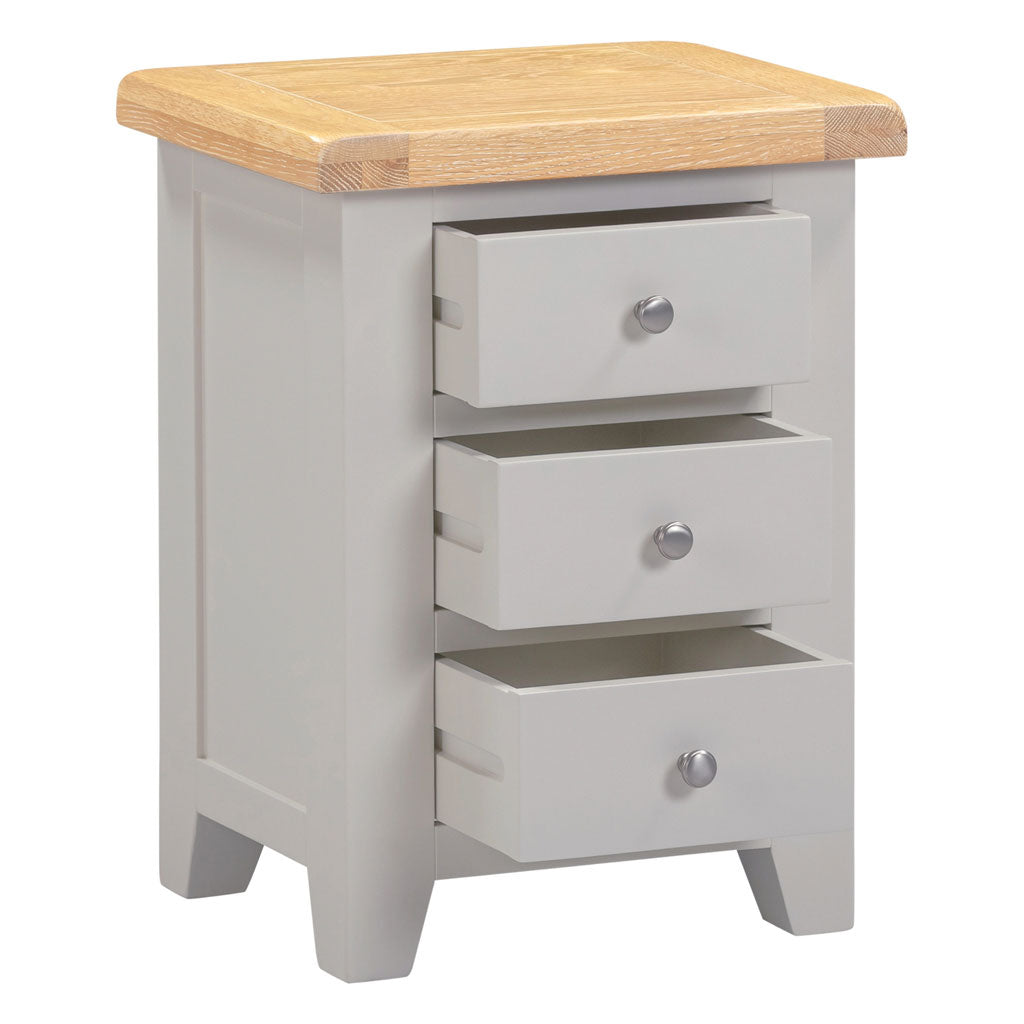 Wooden Bedside Cabinet With 3 Drawers - Windsor