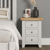 Wooden Bedside Cabinet With 3 Drawers - Windsor