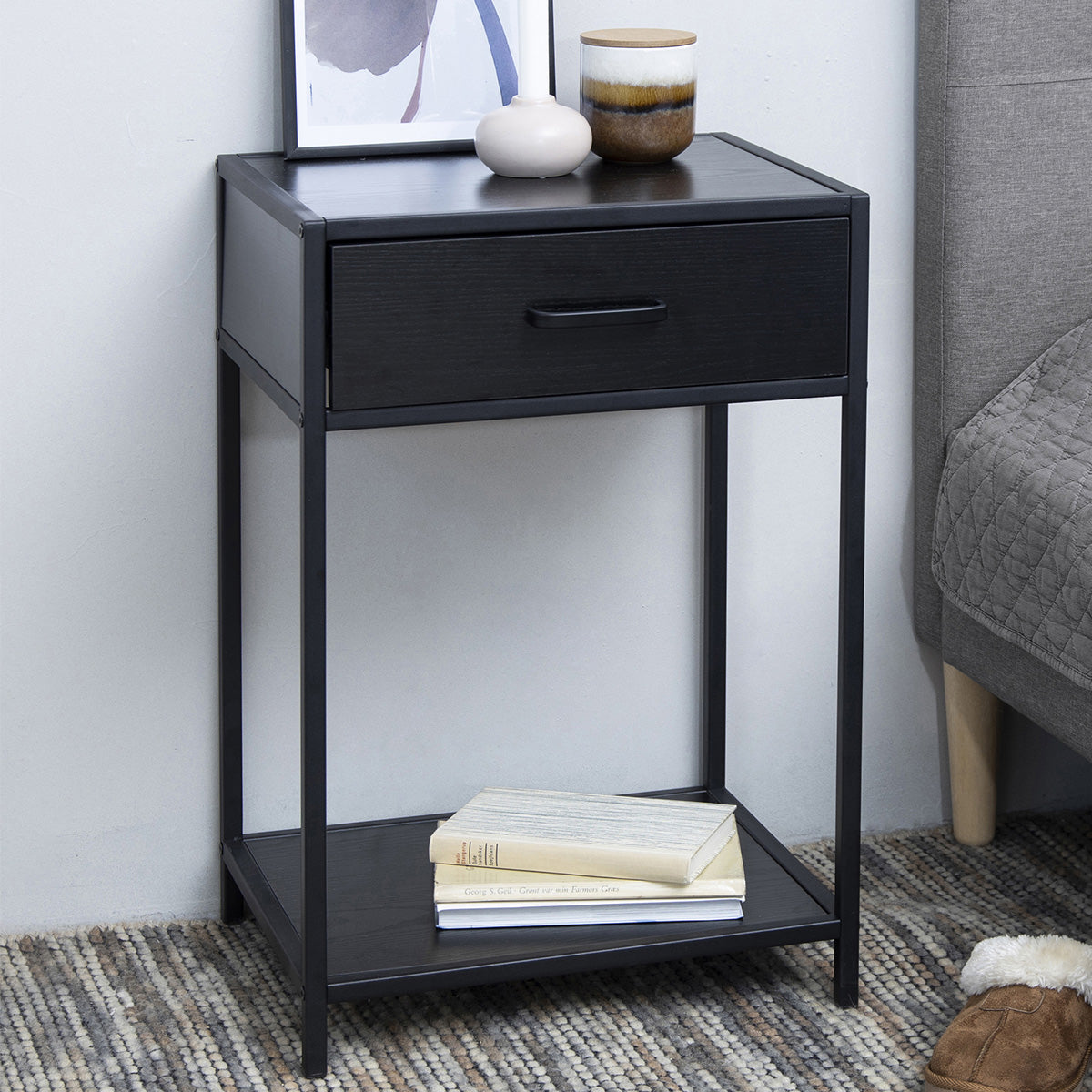 Wooden Bedside Table With 1 Drawer - Seaford