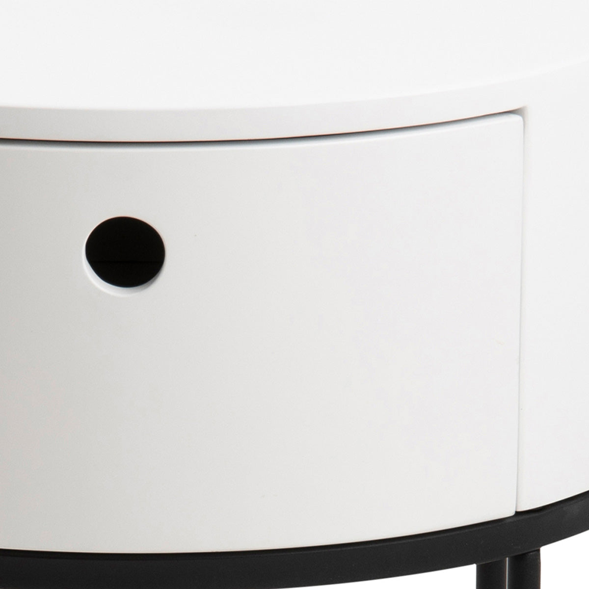 Wooden Bedside Table Round With 1 Drawer - Polo