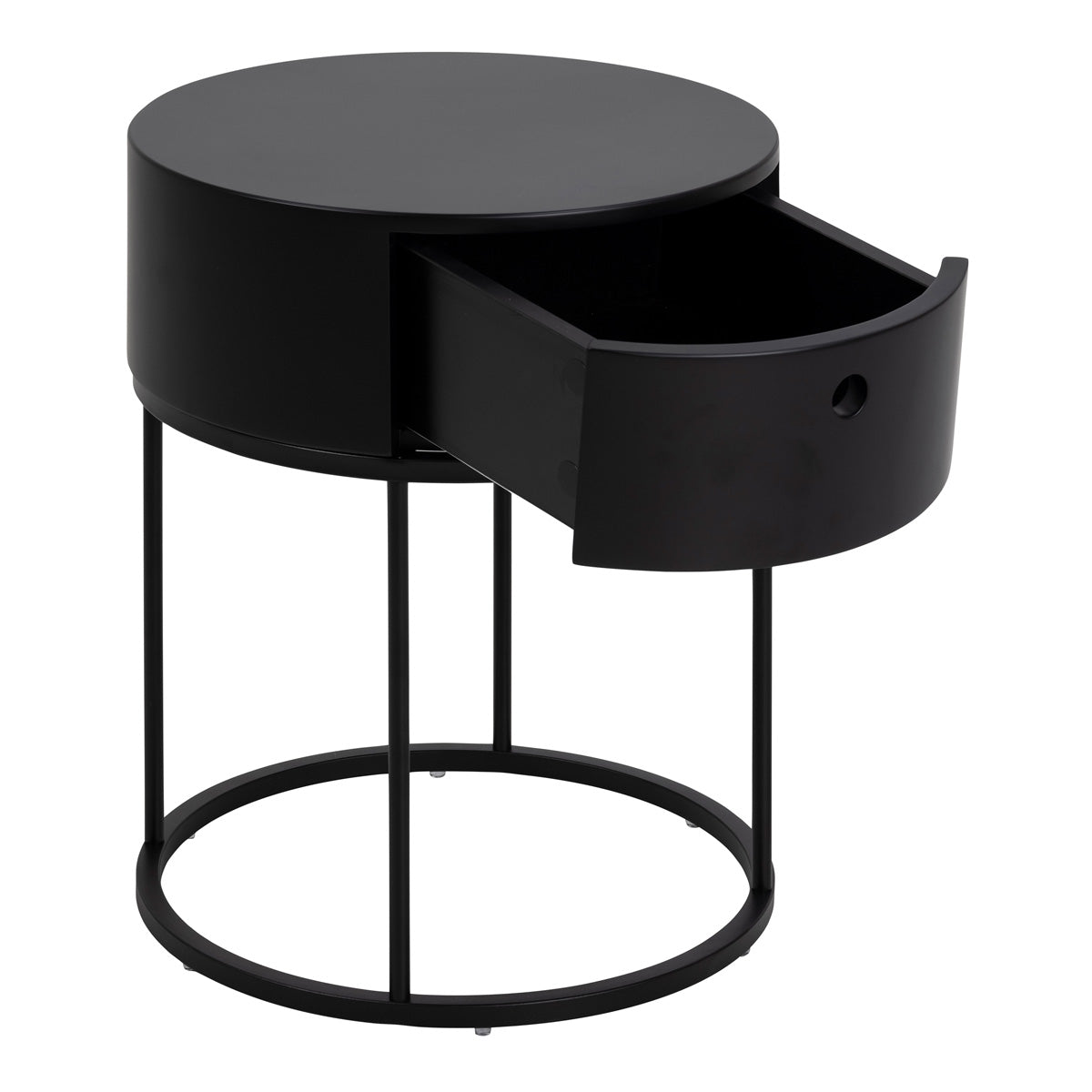 Wooden Bedside Table Round With 1 Drawer - Polo
