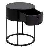 Wooden Bedside Table Round With 1 Drawer - Polo