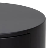 Wooden Bedside Table Round With 1 Drawer - Polo
