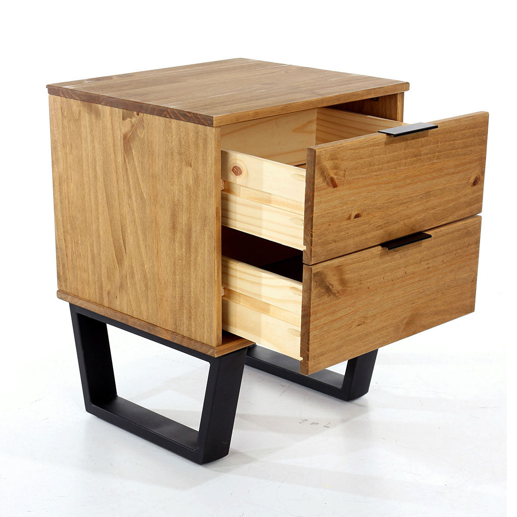 Wooden Bedside Cabinet With 2 Drawers - Texas