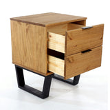 Wooden Bedside Cabinet With 2 Drawers - Texas