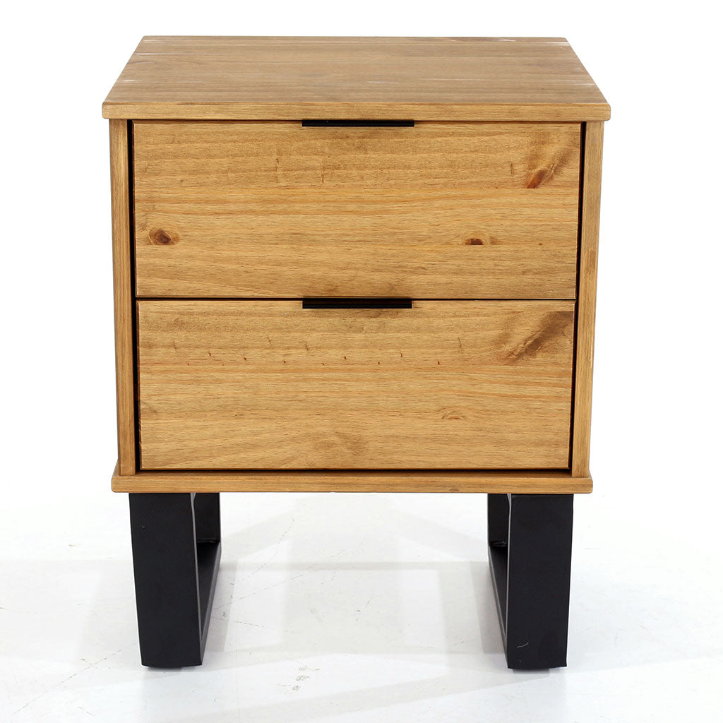 Wooden Bedside Cabinet With 2 Drawers - Texas