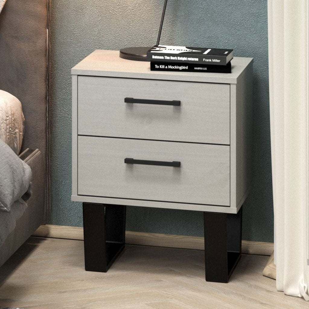 Wooden Bedside Cabinet With 2 Drawers - Texas