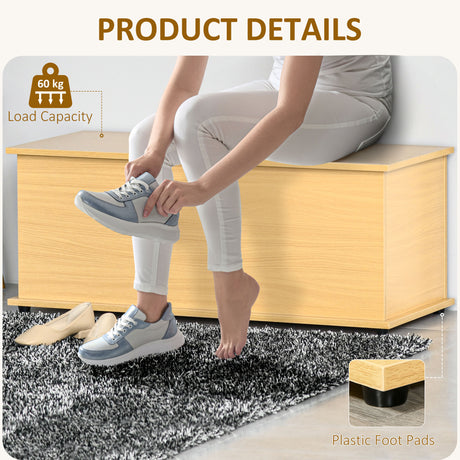 Wooden Blanket Box 100cm Wide With Storage - Velmora
