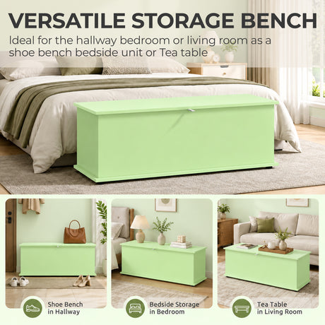 Wooden Blanket Box 100cm Wide With Storage - Velmora
