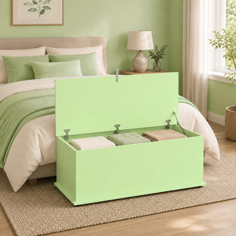 Wooden Blanket Box 100cm Wide With Storage - Velmora