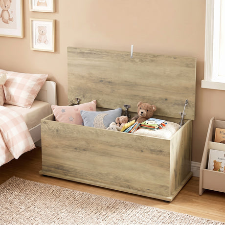 Wooden Blanket Box 100cm Wide With Storage - Velmora