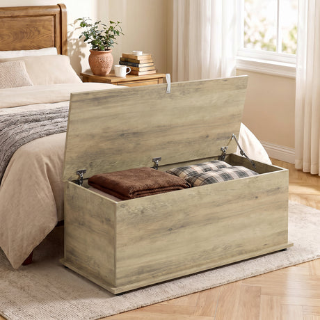 Wooden Blanket Box 100cm Wide With Storage - Velmora