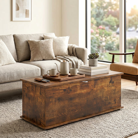 Wooden Blanket Box 100cm Wide With Storage - Velmora