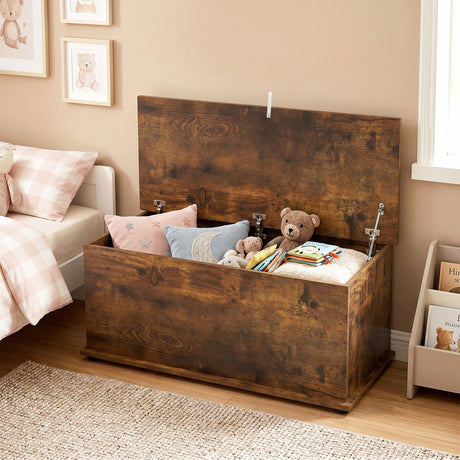 Wooden Blanket Box 100cm Wide With Storage - Velmora