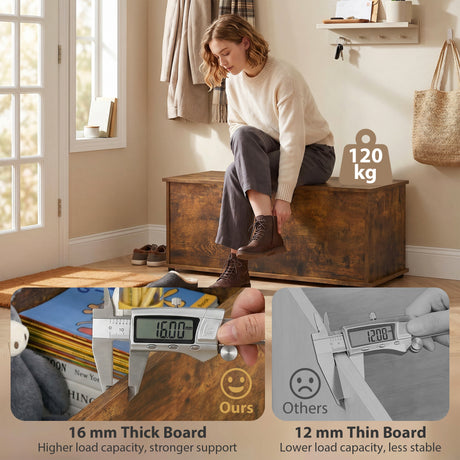 Wooden Blanket Box 100cm Wide With Storage - Velmora