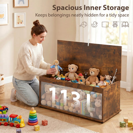 Wooden Blanket Box 100cm Wide With Storage - Velmora