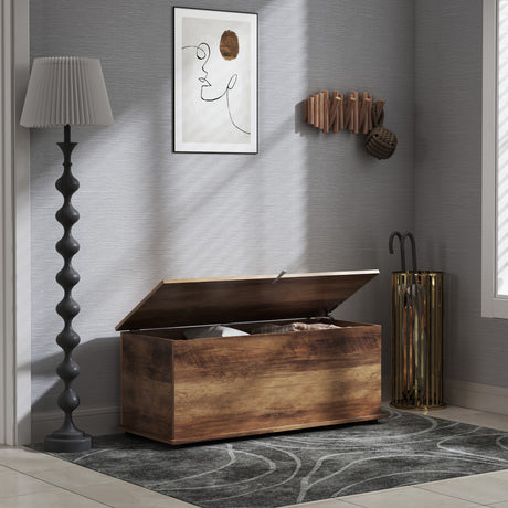 Wooden Blanket Box 100cm Wide With Storage - Velmora