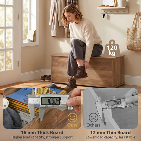 Wooden Blanket Box 100cm Wide With Storage - Velmora