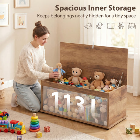 Wooden Blanket Box 100cm Wide With Storage - Velmora
