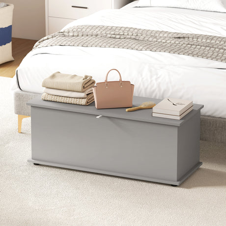 Wooden Blanket Box 100cm Wide With Storage - Velmora