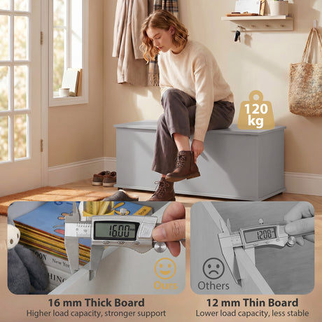Wooden Blanket Box 100cm Wide With Storage - Velmora