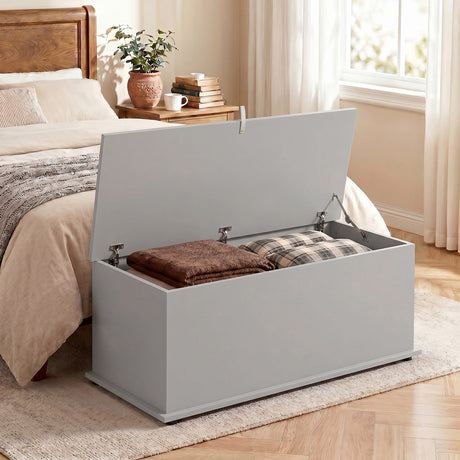 Wooden Blanket Box 100cm Wide With Storage - Velmora