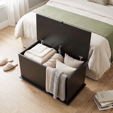 Wooden Blanket Box 80cm Wide With Storage - Velmora
