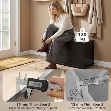 Wooden Blanket Box 80cm Wide With Storage - Velmora