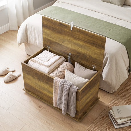 Wooden Blanket Box 80cm Wide With Storage - Velmora