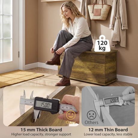 Wooden Blanket Box 80cm Wide With Storage - Velmora