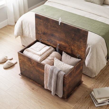 Wooden Blanket Box 80cm Wide With Storage - Velmora