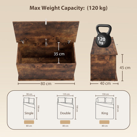 Wooden Blanket Box 80cm Wide With Storage - Velmora