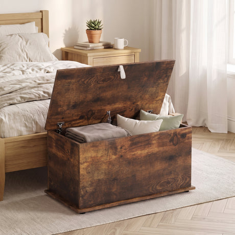 Wooden Blanket Box 80cm Wide With Storage - Velmora