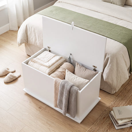 Wooden Blanket Box 80cm Wide With Storage - Velmora