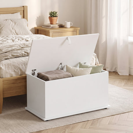 Wooden Blanket Box 80cm Wide With Storage - Velmora