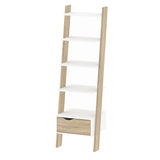 Wooden Bookcase With 1 Drawer in Leaning Ladder Design - Oslo