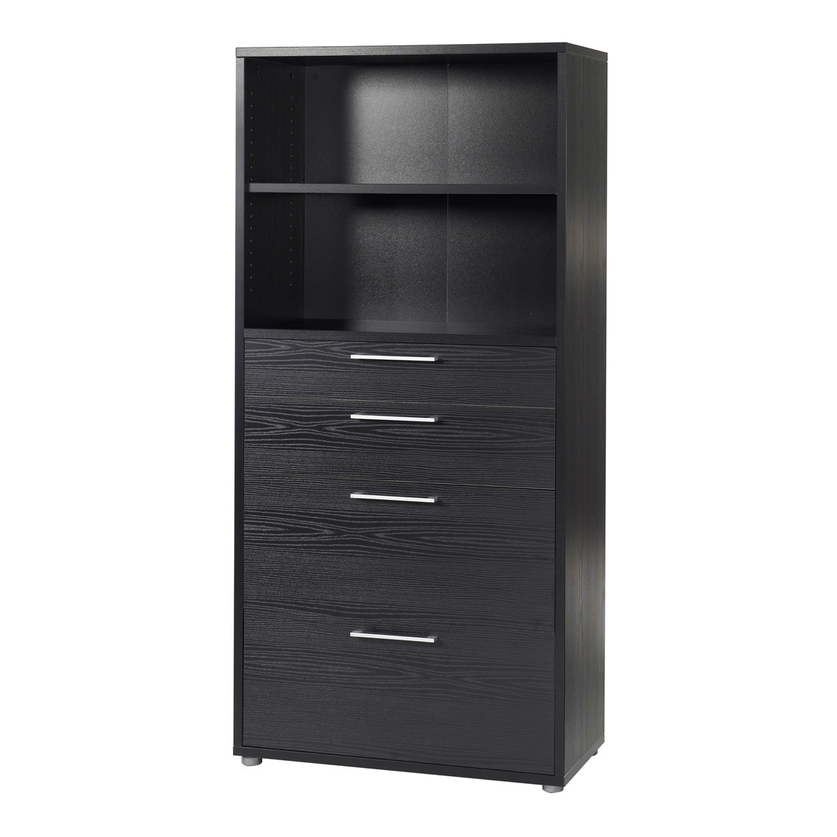Wooden Bookcase With 1 Open Shelf 2 Drawers And 2 File Drawers - Prima