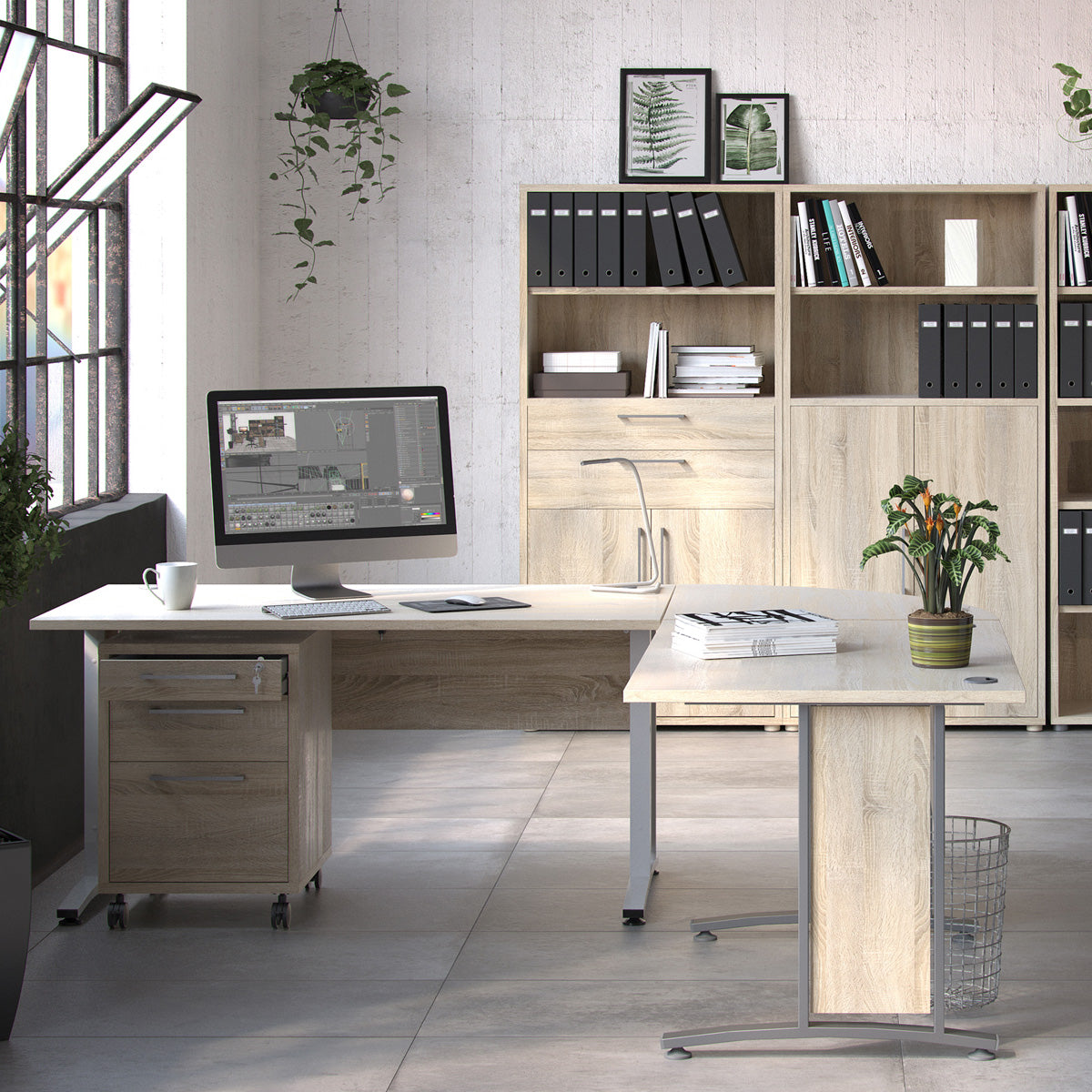 Wooden Bookcase With 1 Open Shelf 2 Drawers And 2 File Drawers - Prima