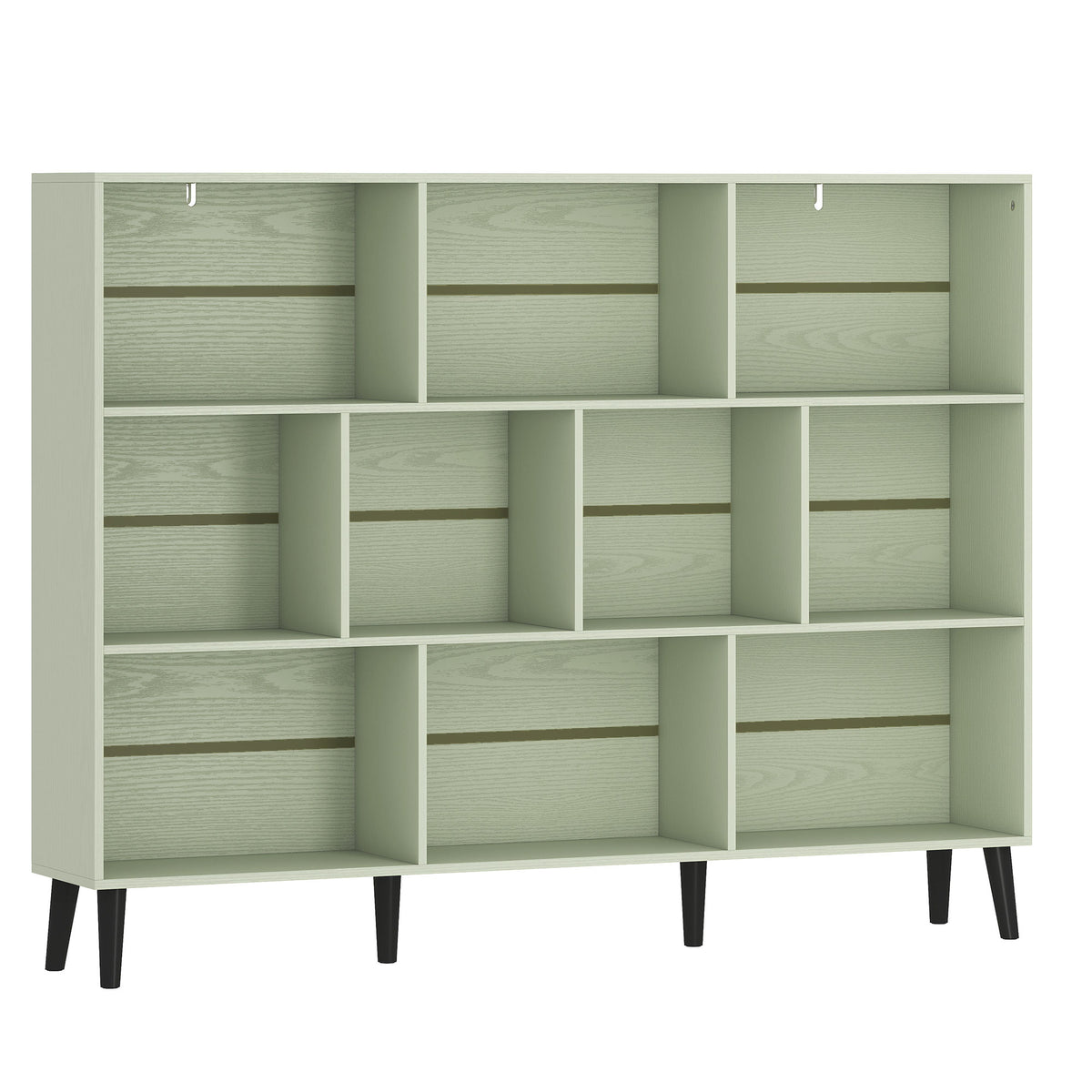 Wooden Bookcase 140cm Wide With 10 Compartments - Velmora