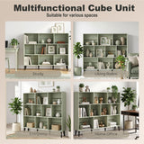 Wooden Bookcase 140cm Wide With 10 Compartments - Velmora