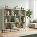 Wooden Bookcase 140cm Wide With 10 Compartments - Velmora