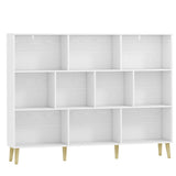Wooden Bookcase 140cm Wide With 10 Compartments - Velmora
